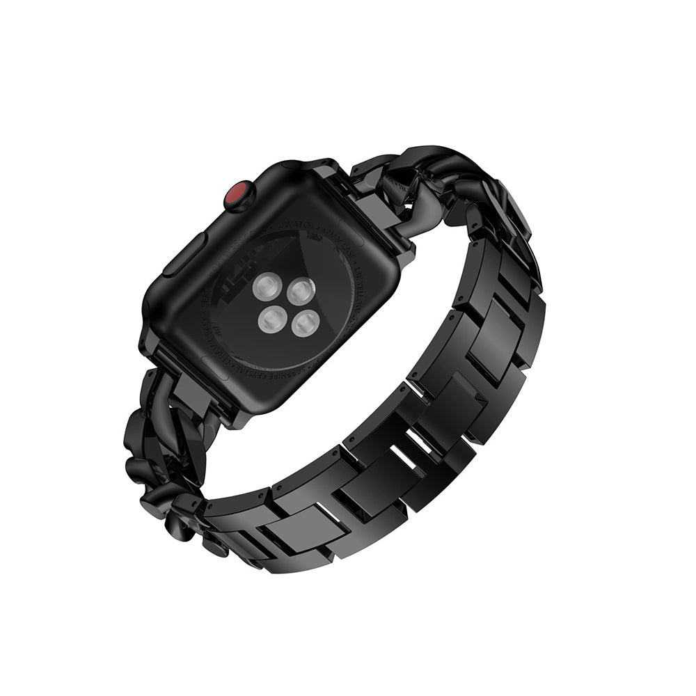 Diamond Denim Chain Metal Watch Band With Diamonds For Apple Watch SE/6/5/4/3/2/1(Black)