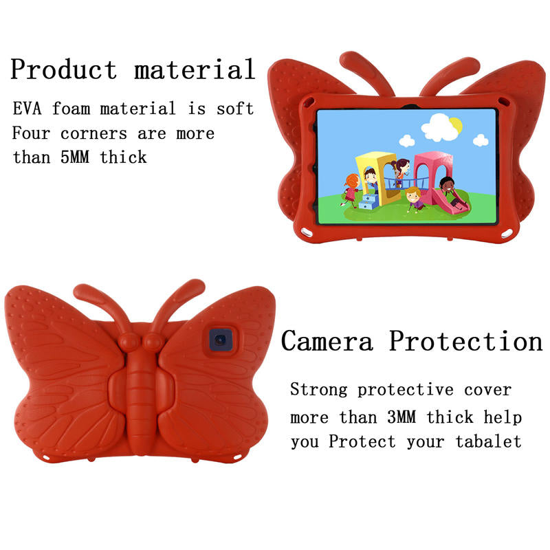 Butterfly Samsung Tablet Case for Galaxy Tab A8 10.5 Inch 2021 (SM-X200/SM-X205/SM-X207)-Red