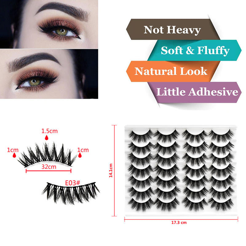 3D Multi-Layer False Eyelashes 14 Pairs Fluffy Cat Eye Lashes-E03