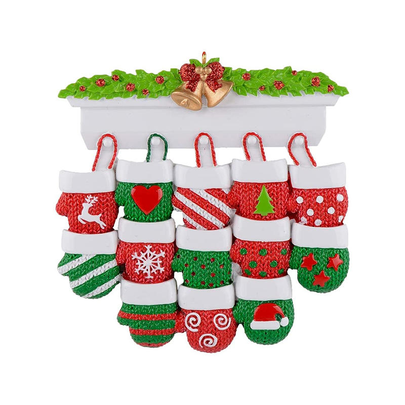 Christmas Hanging Ornament Personalized Mitten Family-13 Golves