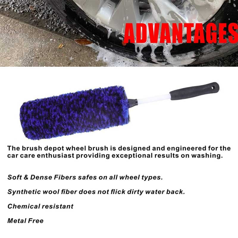 Metal Free Wheel Cleaner Brush Highly Absorbent Tire Brush for Cleaning Tires and Rims-Blue