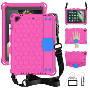 Hive iPad Case For iPad 5/6/Pro 9.7/iPad9.7 Durable Stand Cover With Shoulder Strap-RoseBlue