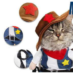 Pet Halloween Costumes for Dog Cat Funny Cowboy Jacket Suit