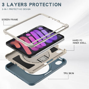 SpiderA iPad Case For iPad Mini 6 Heavy Duty Shockproof Rugged Protective Case With Holder-CornflowerBlue