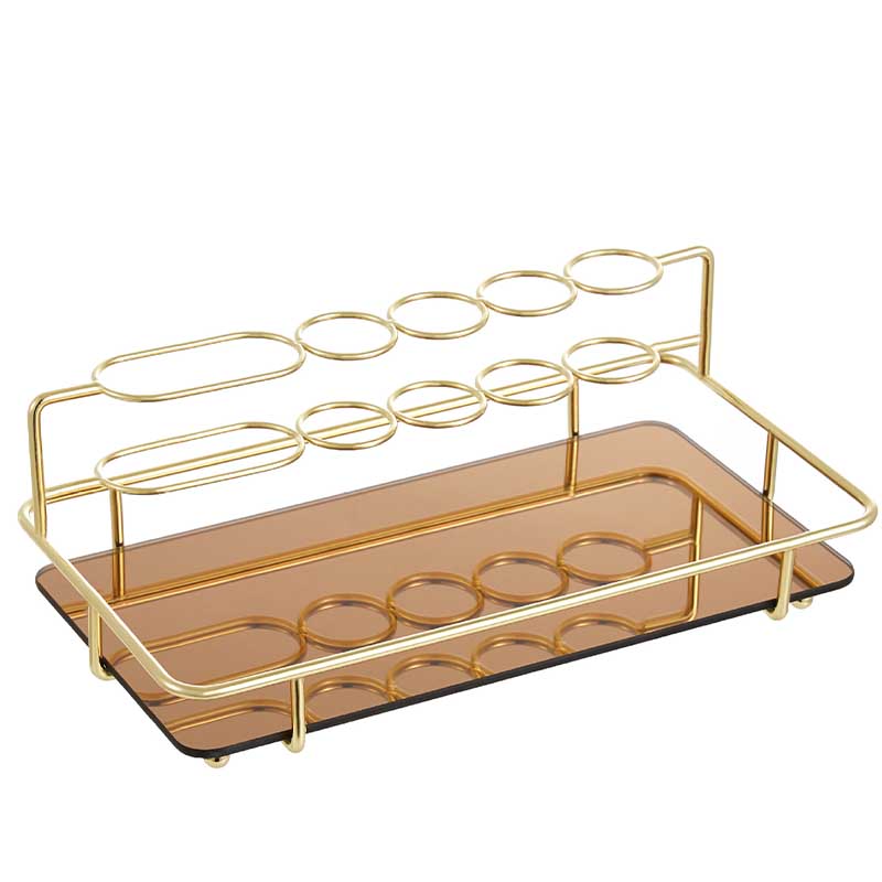 European Style Metal Cosmetic Storage Storage Rack For Bathroom Bedroom-GoldL