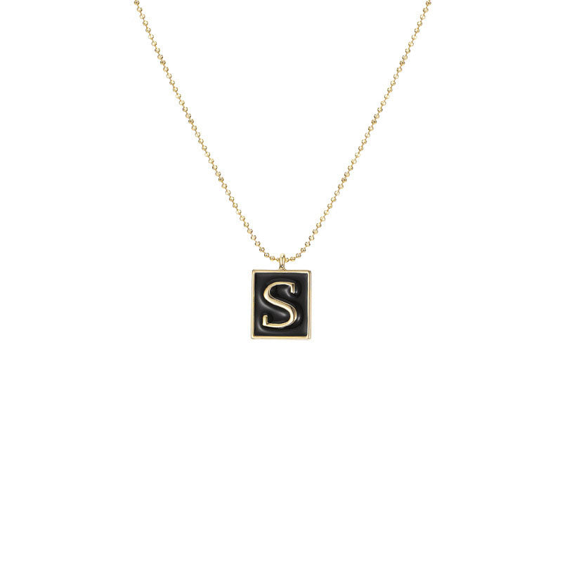 English Letters Oil Drop Pendant Necklace As Gift For Men Women-S