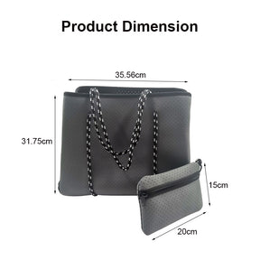 2Pcs Shoulder Bag Large Capacity Stripe Design Lightweight Handbag-Black