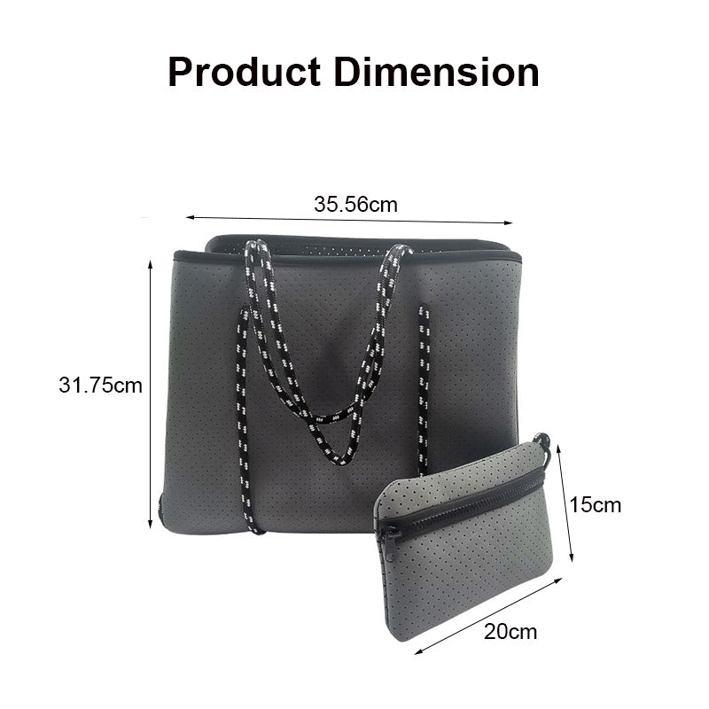 2Pcs Shoulder Bag Large Capacity Stripe Design Lightweight Handbag-Black