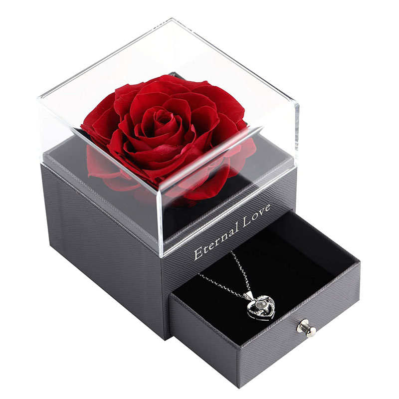 Preserved Flower Rose Gift Box for Valentines Day Anniversary Wedding-Red