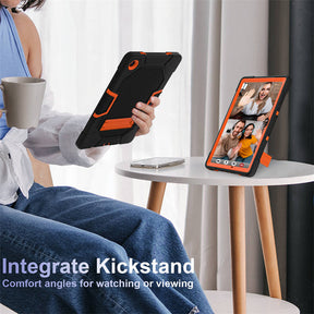 Silicone Tablet Case with Stand for Samsung Galaxy Tab A9 Plus 2023-BlackOrange