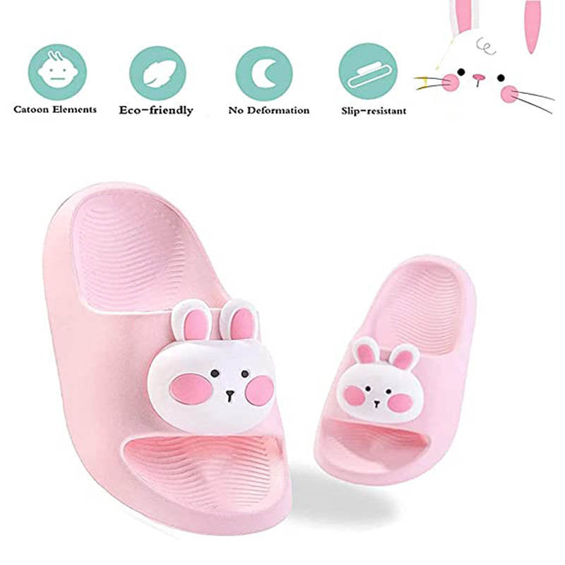 Toddler Boys Girls Slide Slippers Non-Slip Summer Beach Pool Shoes-RabbitPink