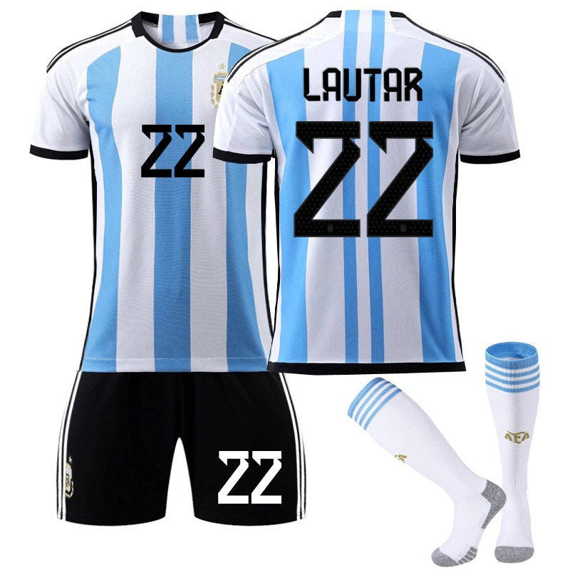 Martinez #22 Argentina Home Jersey 2022/23 Soccer Jersey Kit Football T-shirt Set For Adult Kids