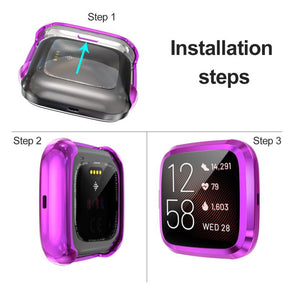 For Fitbit Versa Lite Electroplated Soft TPU Slim Watch Case -Purple