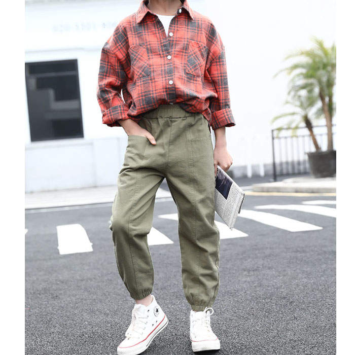 Girls Joggers Long Pants Pockets Outdoor Casual Trousers Big Pocket-ArmyGreen