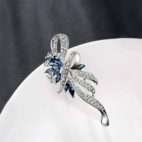 Rhinestone Crystal Brooch Flower Pin for Women-DarkBlue