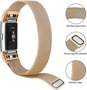 Stainless Steel Magnetic Strap For Fitbit Charge 2 Replacement Bracelets Milanese-Rose Gold