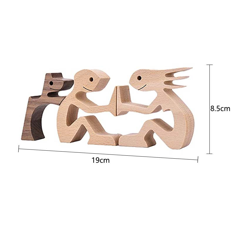 Couple Dog Wooden Sculpture Bedroom Home Decoration-1