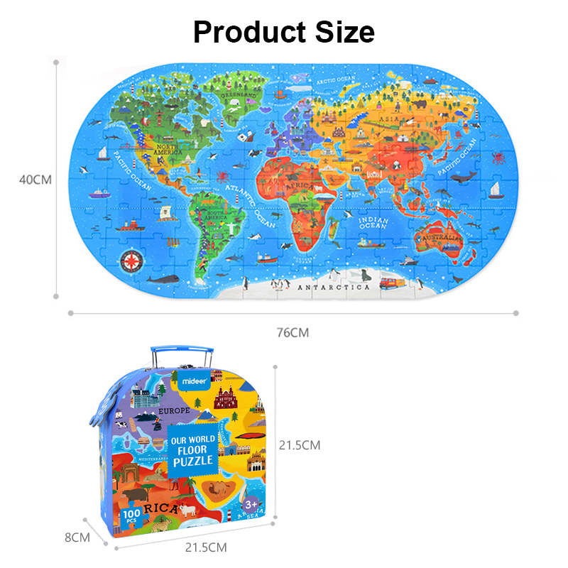 Puzzles for Kids Ages 3-8 Children Educational Toys with Portable Gift Box-Map