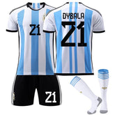 DYBALA #21 Argentina Home Jersey 2022/23 Soccer Jersey Kit Football T-shirt Set For Adult Kids