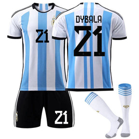 DYBALA #21 Argentina Home Jersey 2022/23 Soccer Jersey Kit Football T-shirt Set For Adult Kids
