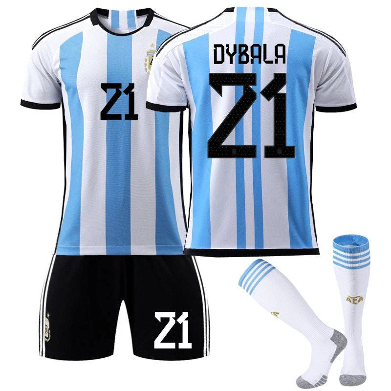 DYBALA #21 Argentina Home Jersey 2022/23 Soccer Jersey Kit Football T-shirt Set For Adult Kids