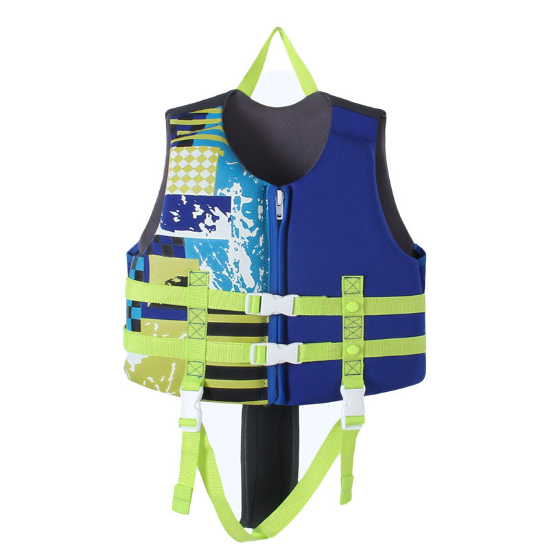 Kids Swim Vest Life Jacket Flotation Aid with Adjustable Safety Strap Age 1-12 Years-Printed Blue