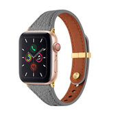 Elegant Slim Band Quick Release Sheepskin Leather for Apple Watch-Grey