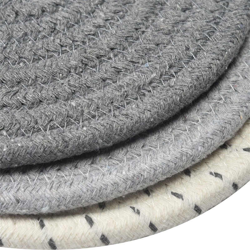 3 Pcs Potholders Colorful Cotton Thread Weave Stylish Coasters Heat Insulation Table Mat by Diameter 18CM-Grey