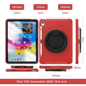 Tablet Case For iPad 10th Full Body Protection with 360¡ã Stand Portable-Red