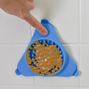 Slow Treater Treat-Dispensing Lick Mat Bowl for Dogs and Cats Suctions to The Wall or Floor Blue