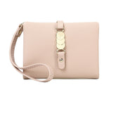 Womens Wallets Small Rfid Bifold Change Purse with Wrist Strap-Pink