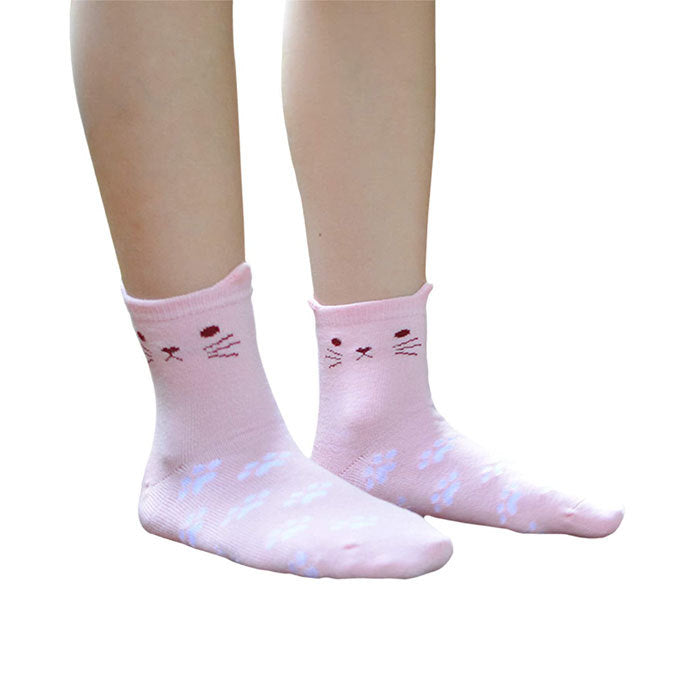 5 Pack Kids Girls Cotton Cute Cat Socks Low Cut Crew Ankle
