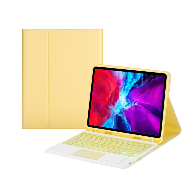 Keyboard Case For iPad 10th(2022)10.9 with 7 Color Backlit Wireless Keyboard Touchpad Pen Slot-Yellow