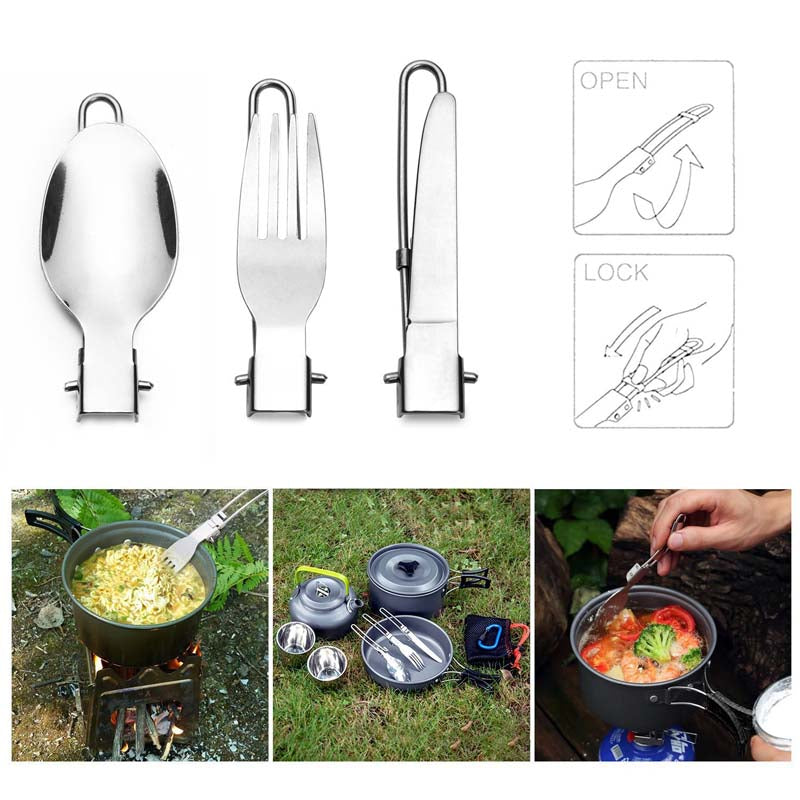 Foldable Flatware Sets Ultralight Utensils for Backpacking Hiking Camping