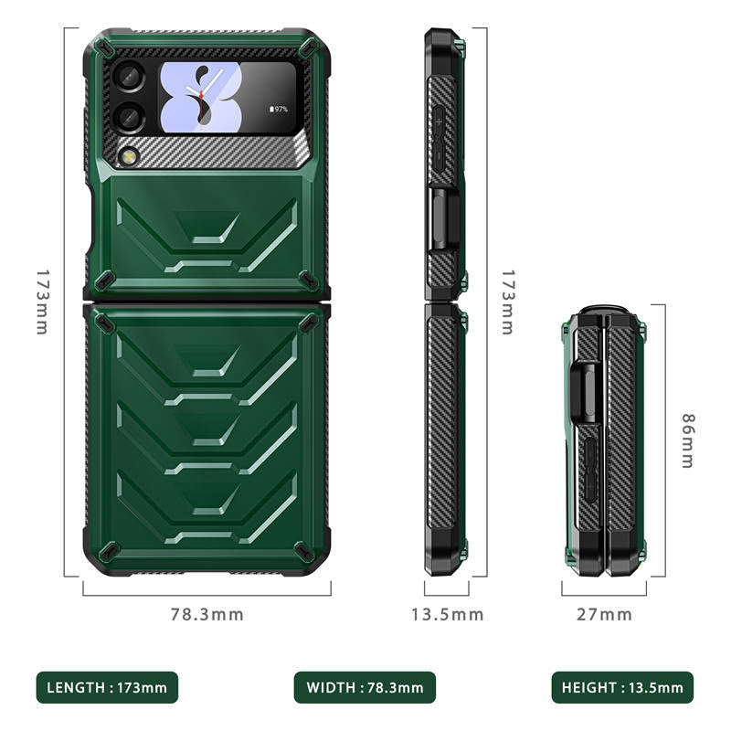 6.7inch Armored Full-Body Rugged Protection Case for Samsung Galaxy Z Flip 3-Army Green