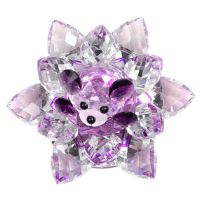 Crystal Bear Lotus Figurine Ornament Gift for Valentine's Day-Purple