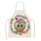 Cartoon Owl Bib Apron For Painting Housekeeping-A2