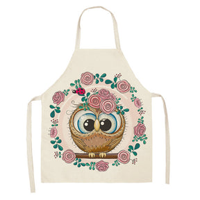 Cartoon Owl Bib Apron For Painting Housekeeping-A2