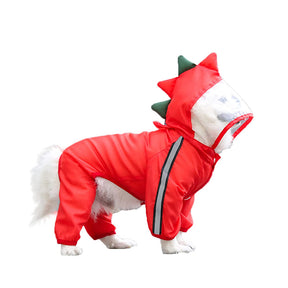 Pet Dog Raincoat Hooded Dinosaur Pet Rain Wear Waterproof Light Suit