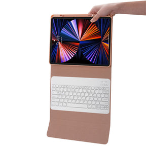 Removable Square Keyboard Case For iPad Pro 12.9 with Pen Slot-Pink