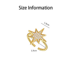 Gold Stack Twisted Ring Star Wrap Open Ring For Women