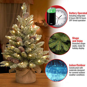 Artificial Mini Christmas Tree with LED Light and Cloth Bag Base