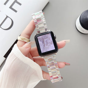 Colorful Acrylic Watch Band Lightweight Metal Buckle for Apple Watch-Silver