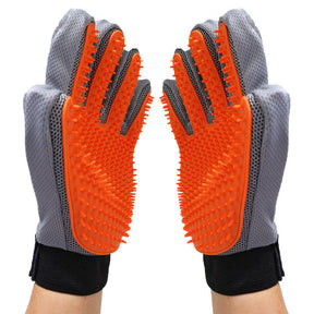 1 Pair Pet Grooming Gloves Efficient Hair Remover Brush-Orange