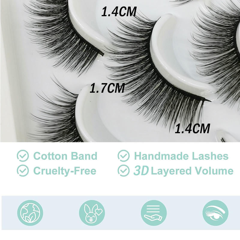 10 Pairs 3D False Eyelashes Reusable Wispy Cat Eye Natural Look Lashes-106