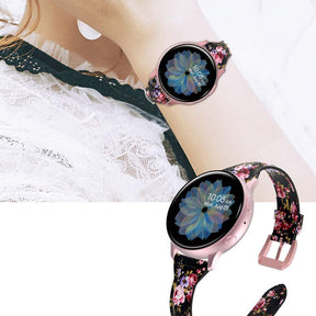 Slim Flower Printed Leather Bands For Samsung S3/Galaxy Watch 46mm(Black Pink Flower)