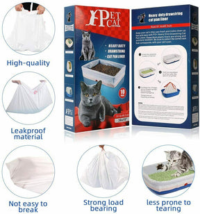 10 Count Cat Heavy Duty Litter Box Liners Drawstring Jumbo Liners-Box