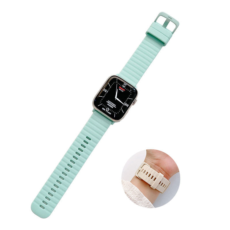 Silicone Wave Pattern Watch Band Compatible with Apple Watch- MintGreen