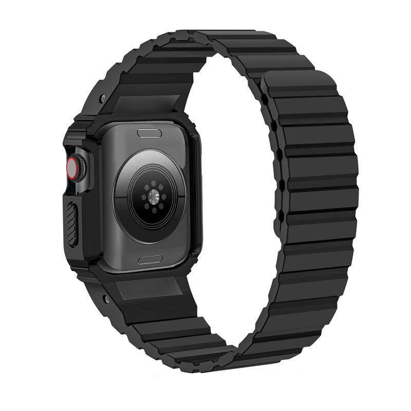 Magnetic Watch Band with Bumper Case Shockproof for Apple Watch-Black