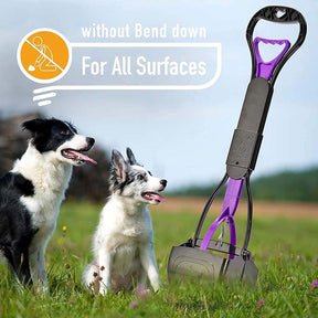 Non-Breakable Pet Pooper Scooper with Long Handle for Easy Grass and Gravel Pick Up-Purple